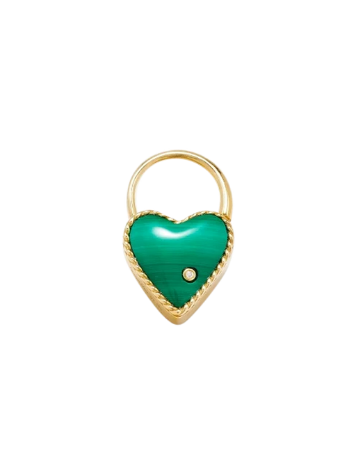 Creole padlock heart malachite yellow gold photo