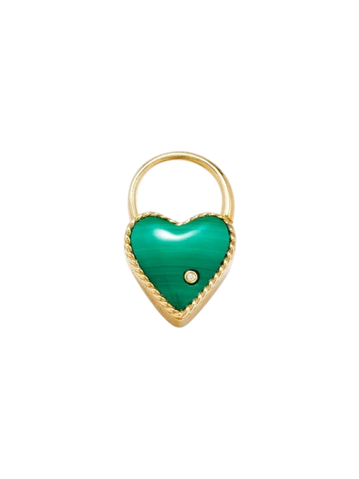 Creole padlock heart malachite yellow gold