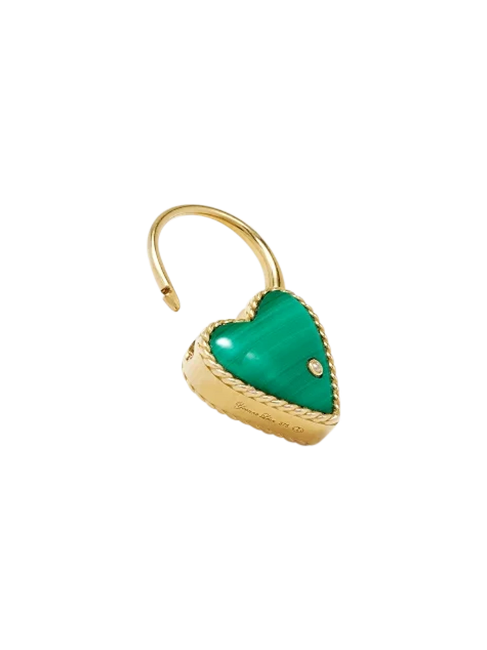 Creole padlock heart malachite yellow gold