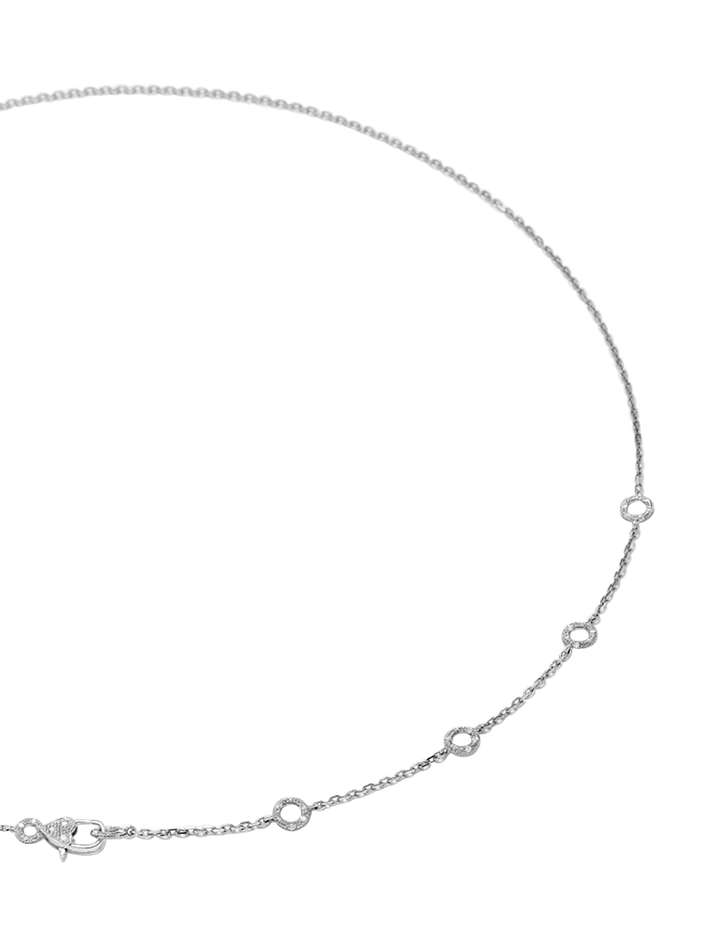 White gold diamond mini donuts solitaire necklace