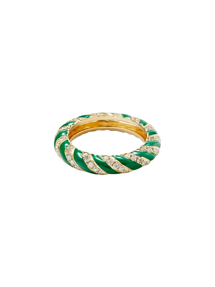 Green yellow gold twisted wedding ring