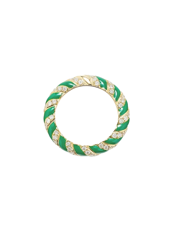 Green yellow gold twisted wedding ring