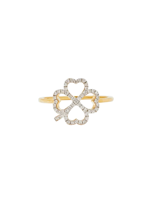 Yellow gold clover diamond wire ring photo