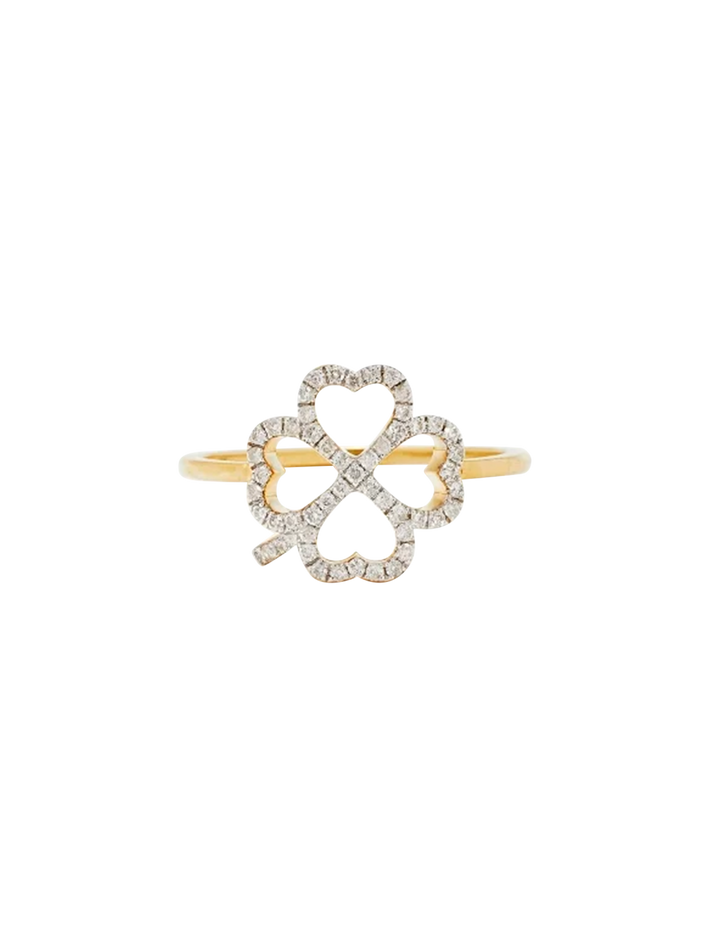 Yellow gold clover diamond wire ring