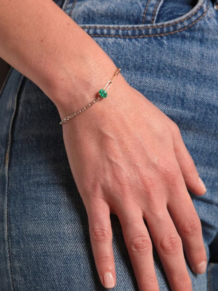 Maxi emerald solitaire bracelet in mixed gold