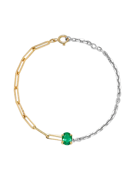 Maxi emerald solitaire bracelet in mixed gold photo