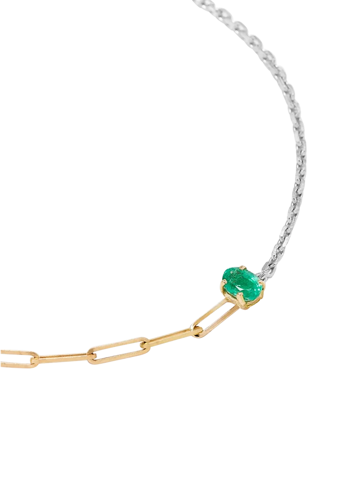 Maxi emerald solitaire bracelet in mixed gold