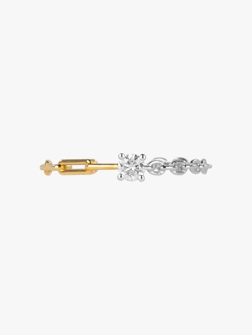 Two tone diamond solitaire mixed-chain ring photo