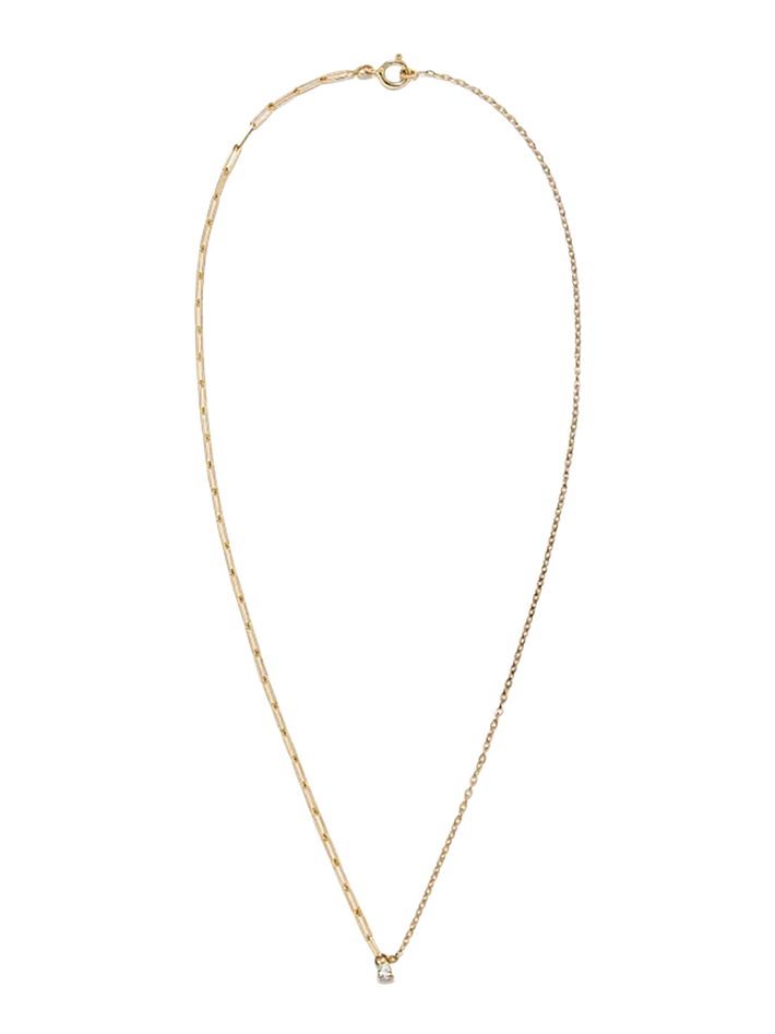 Yellow gold pear diamond solitaire necklace