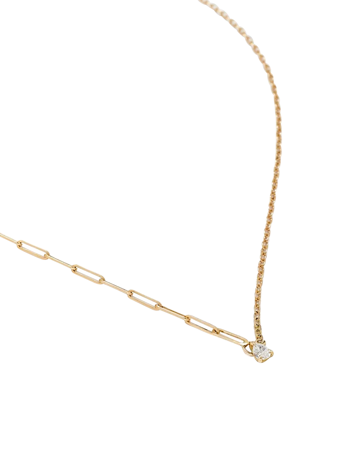 Yellow gold pear diamond solitaire necklace