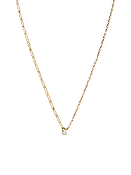 Yellow gold pear diamond solitaire necklace photo