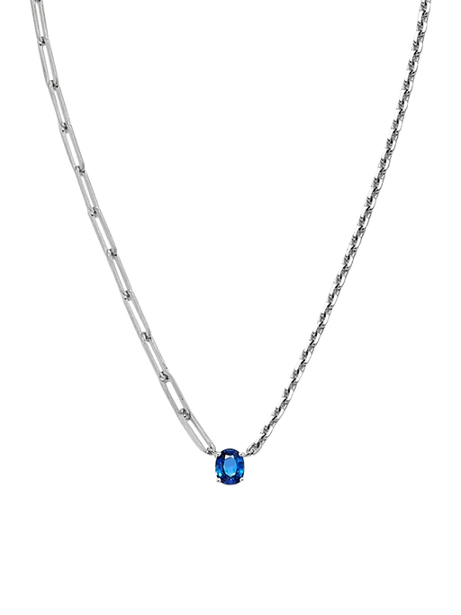 Maxi solitaire necklace blue 1ct sapphire white gold photo