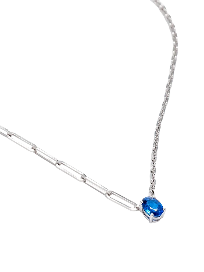 Maxi solitaire necklace blue 1ct sapphire white gold