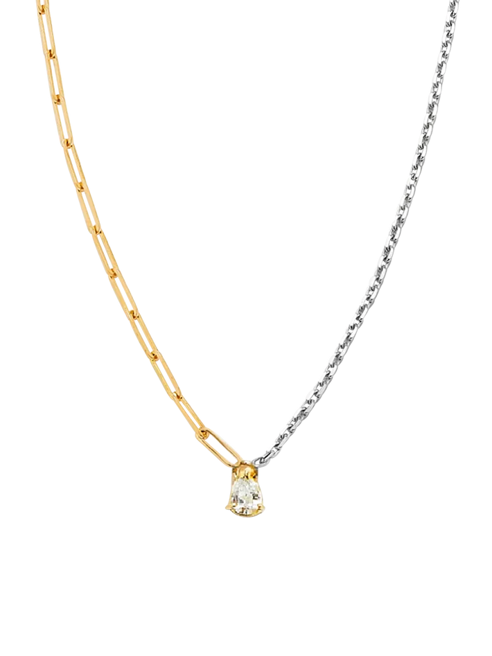 Xl pear diamond solitaire necklace 2 gold