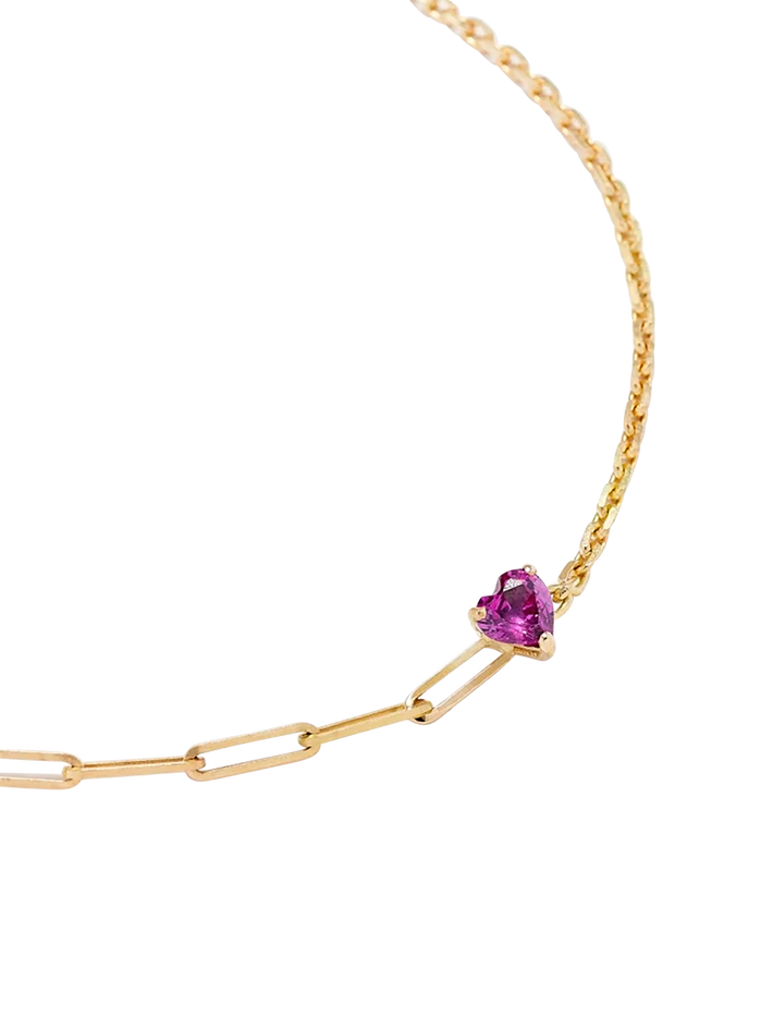 Maxi solitaire heart bracelet pink in yellow gold