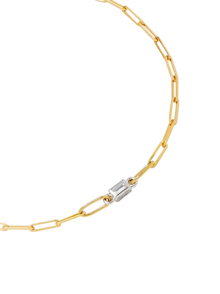 Solitaire bracelet pm 1 baguette closed diamond 2 gold