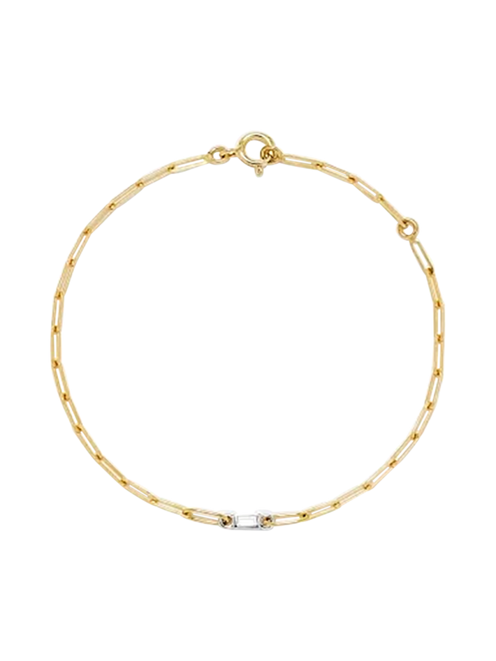 Solitaire bracelet pm 1 baguette closed diamond 2 gold