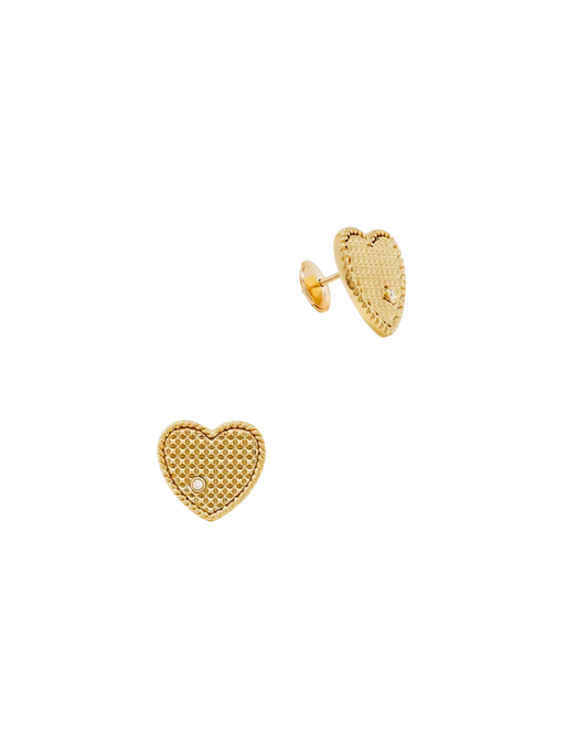 Pair of yellow gold picotti heart studs photo