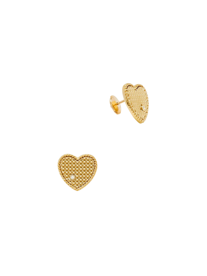 Pair of yellow gold picotti heart studs