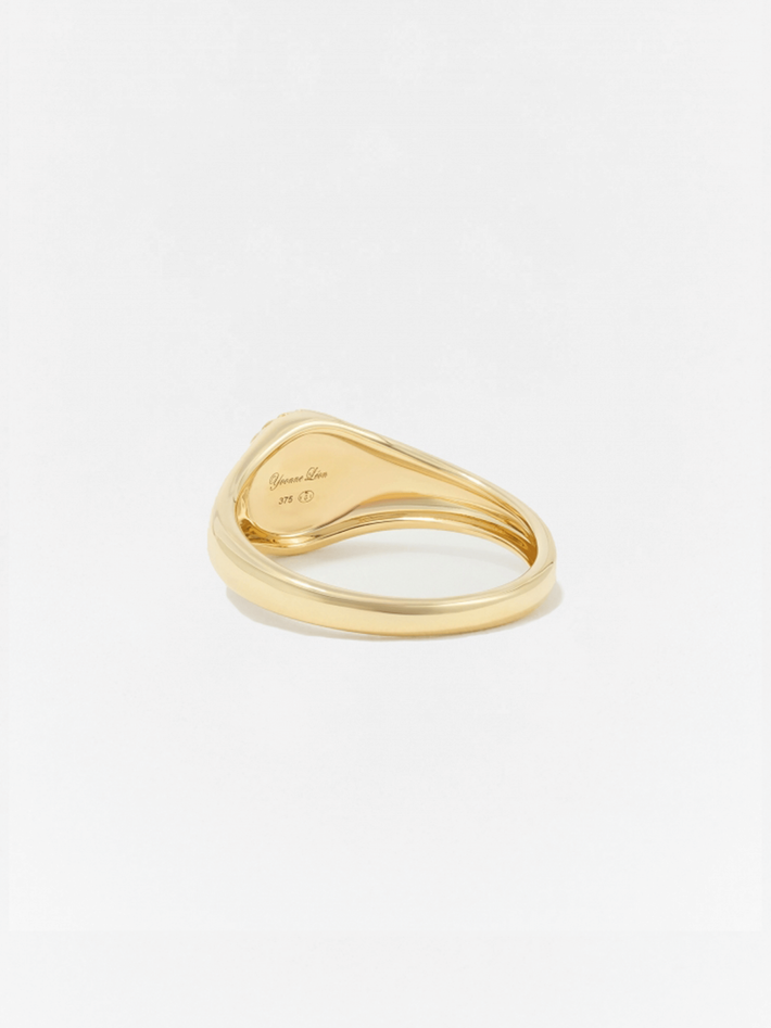 Mini diamond and gold oval signet ring