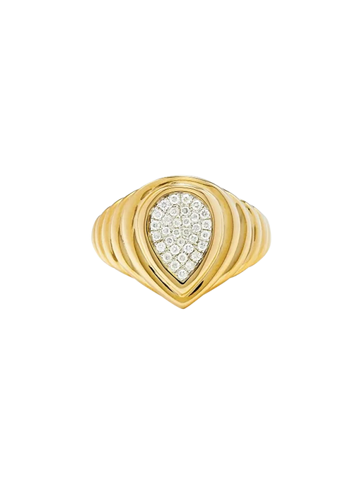 Berlingot pear diamond ring yellow gold photo