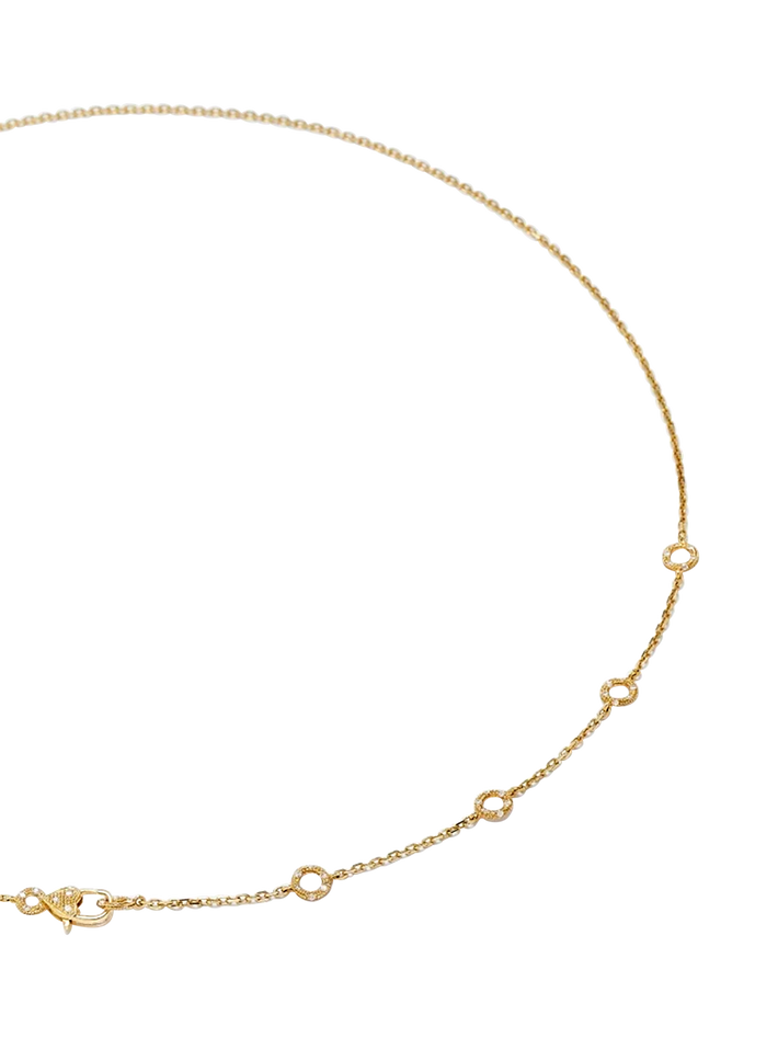 Solitaire necklace mini donuts diamonds yellow gold