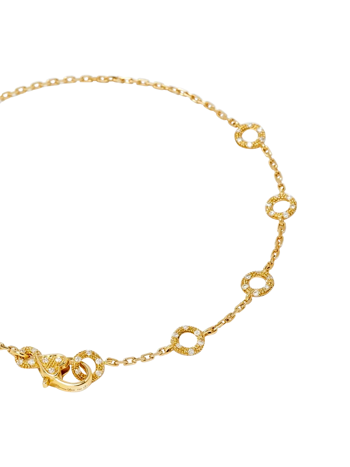 Solitaire necklace mini donuts diamonds yellow gold