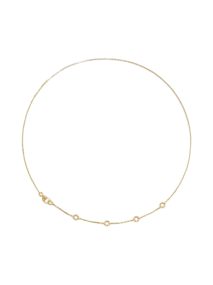 Solitaire necklace mini donuts diamonds yellow gold