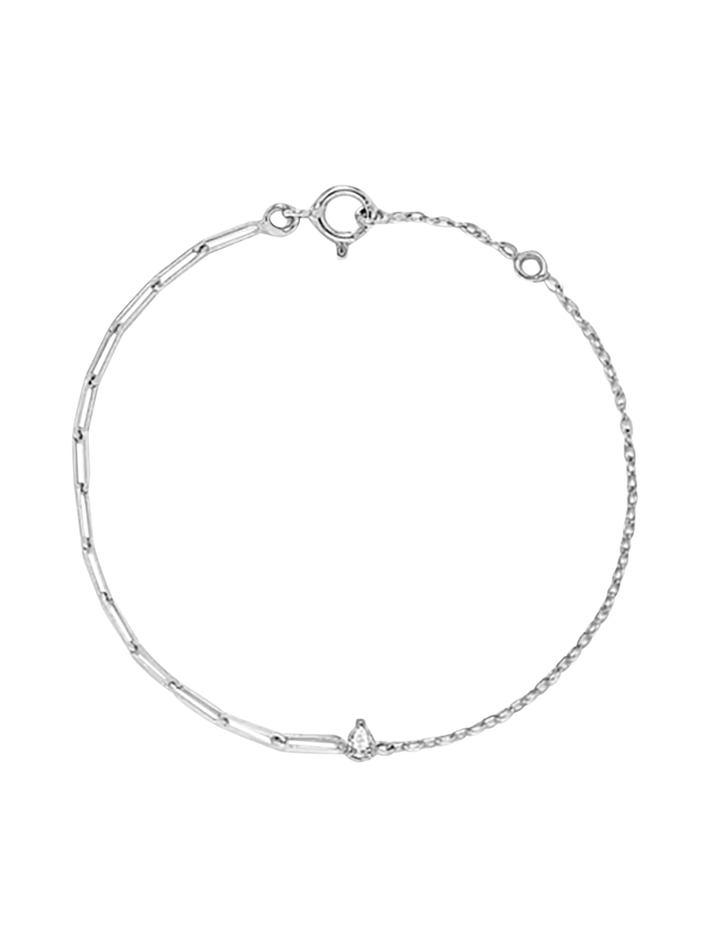 White gold pear diamond solitaire bracelet