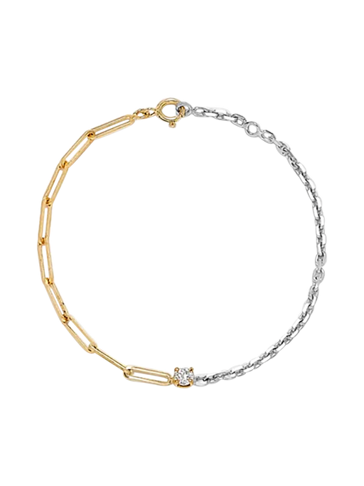 Maxi diamond solitaire bracelet in mixed golds photo