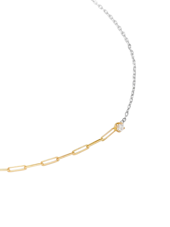 Mixed gold diamond solitaire bracelet