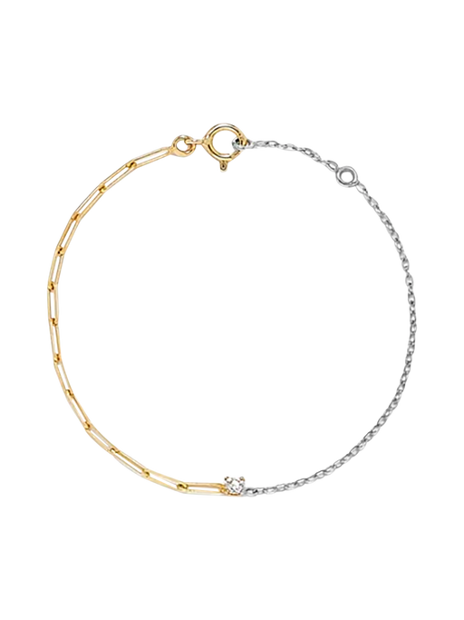 Mixed gold diamond solitaire bracelet photo