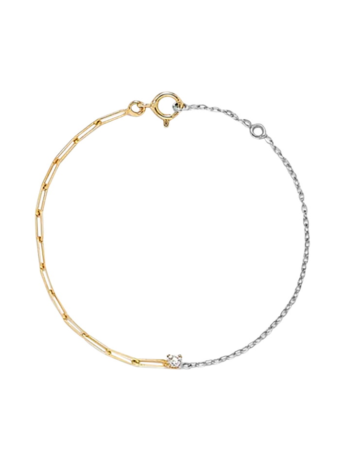 Mixed gold diamond solitaire bracelet