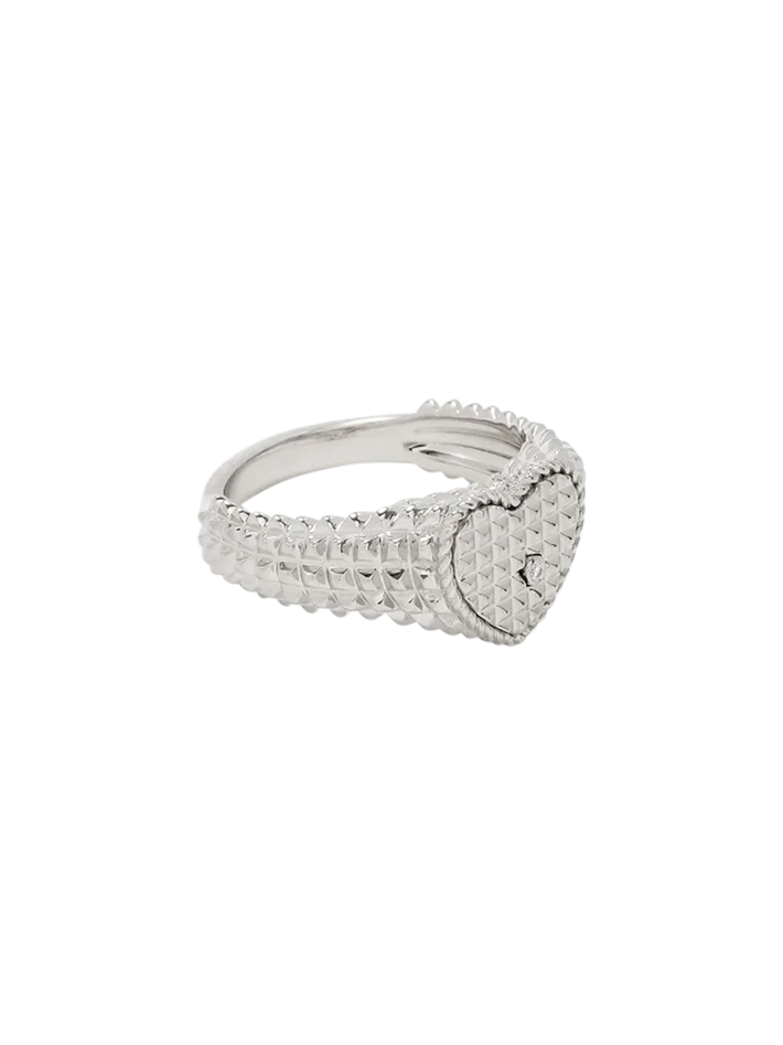 Baby chevalière coeur picotti or blanc ring