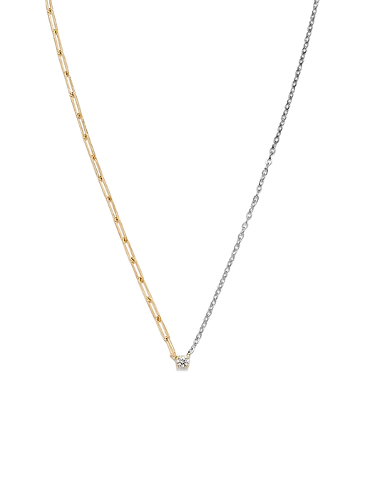 Diamond 0.10 solitaire necklace mixed gold photo