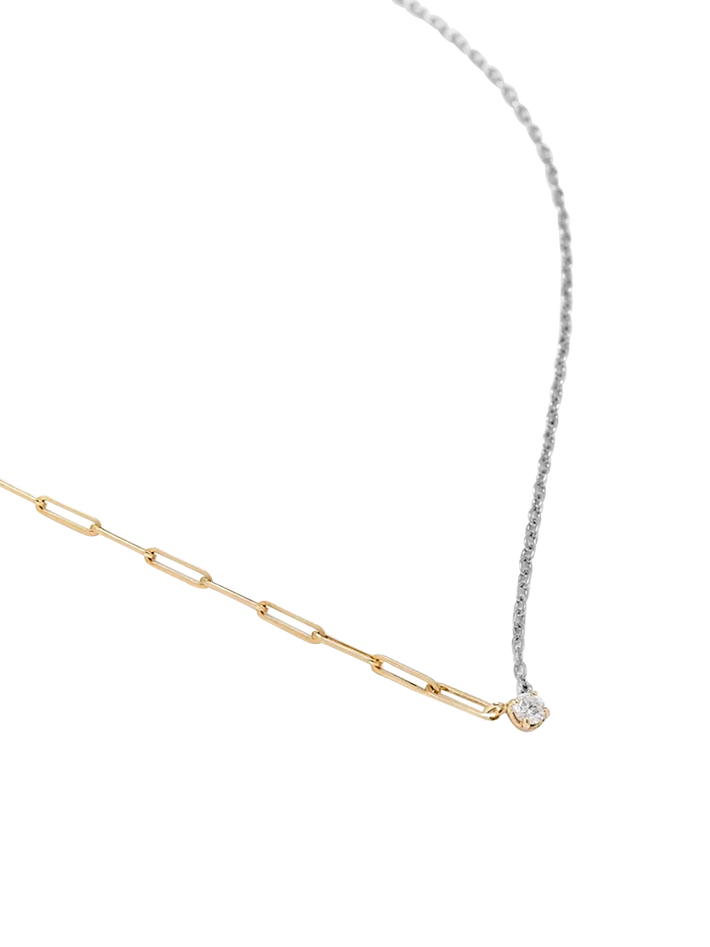 Diamond 0.10 solitaire necklace mixed gold