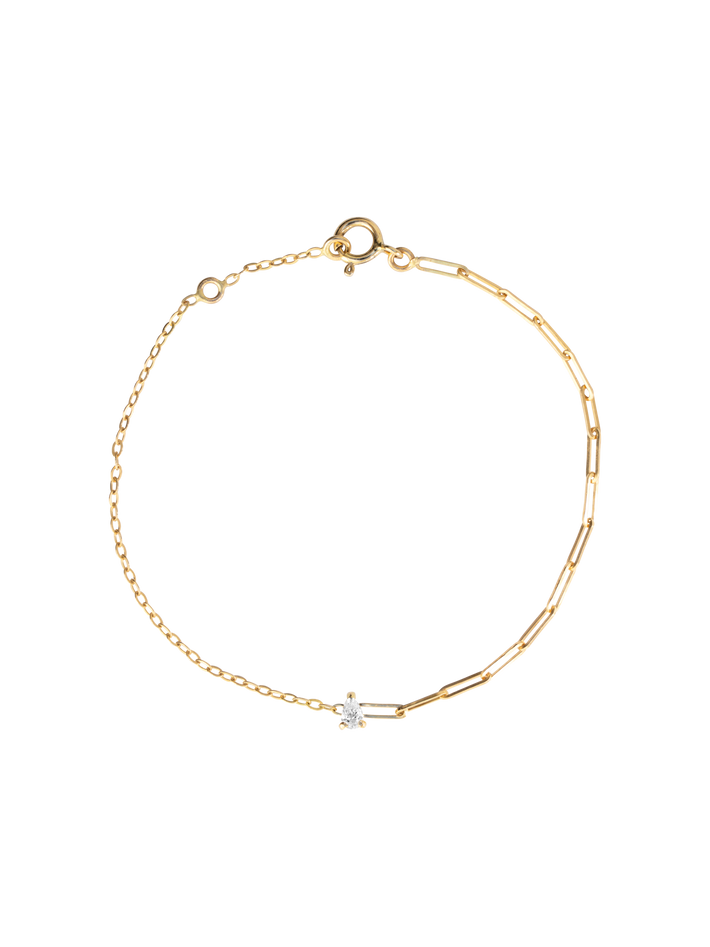 Pear diamond solitaire mixed-chain bracelet