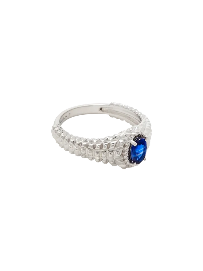 Baby oval signet ring picotti blue sapphire yellow gold ring
