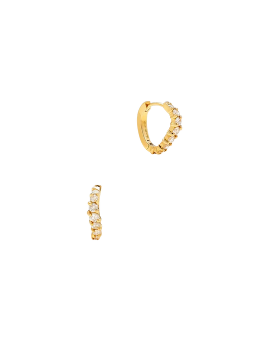 Pair of yellow gold pm diamond wave hoop earrings photo