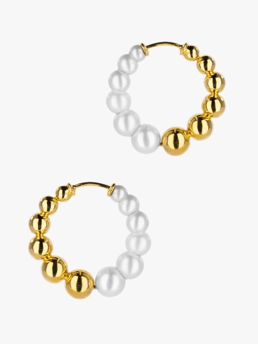 Pearl and gold reversible hoops photo