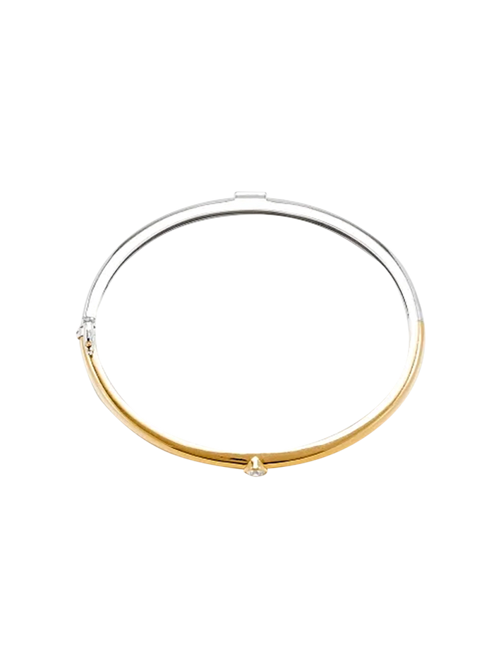 Closed baguette bangle bracelet & diamonds 2 golds