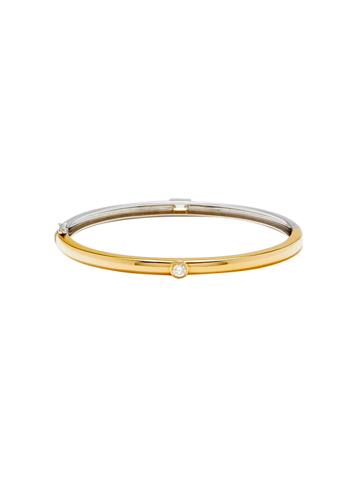 Closed baguette bangle bracelet & diamonds 2 golds photo