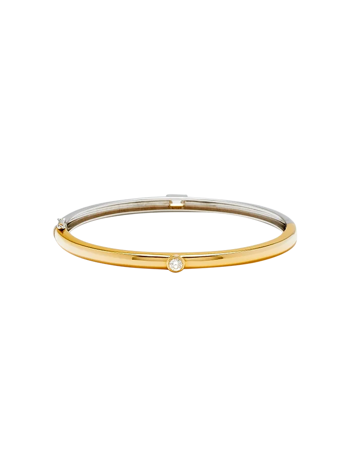 Closed baguette bangle bracelet & diamonds 2 golds