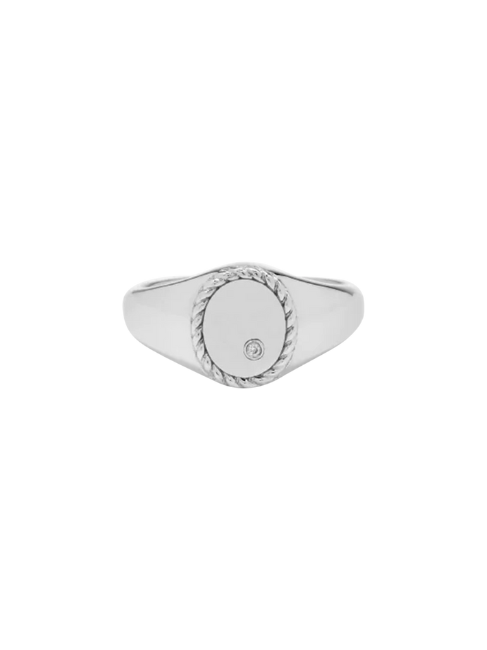 Baby chevalière ovale or blanc ring