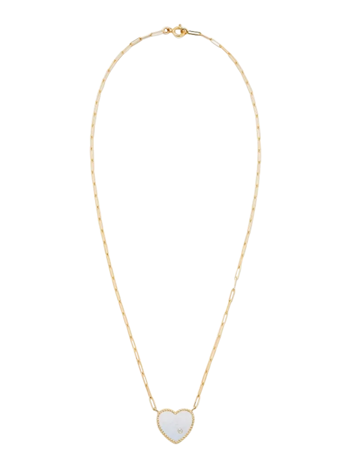 Yellow gold mother of pearl diamond necklace