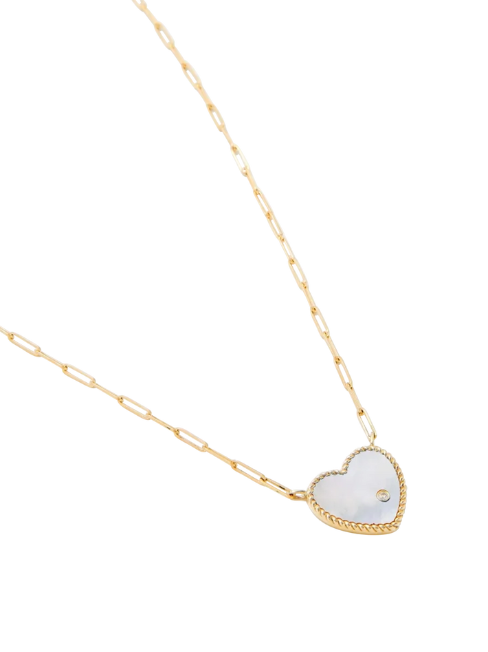 Yellow gold mother of pearl diamond necklace