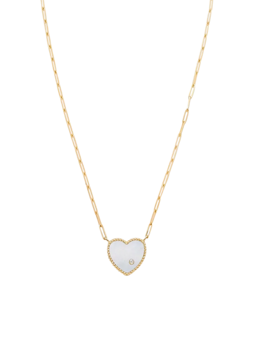 Yellow gold mother of pearl diamond necklace photo