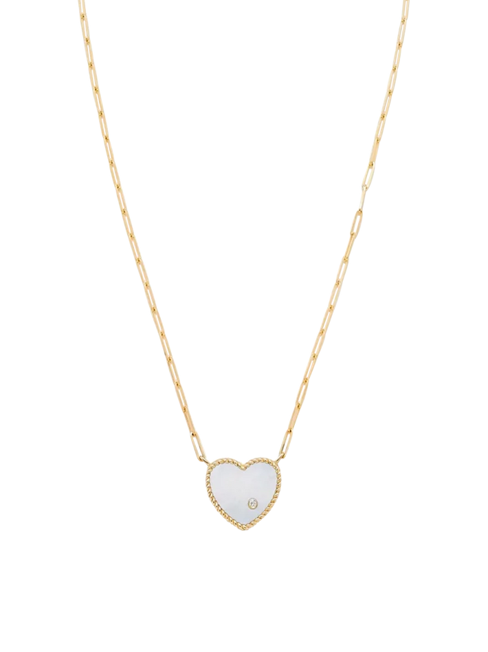 Yellow gold mother of pearl diamond necklace