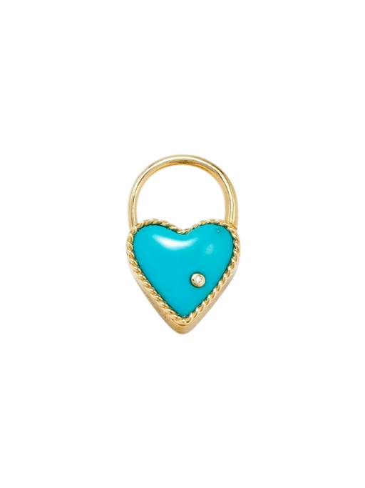 Yellow gold turquoise heart padlock hoop photo