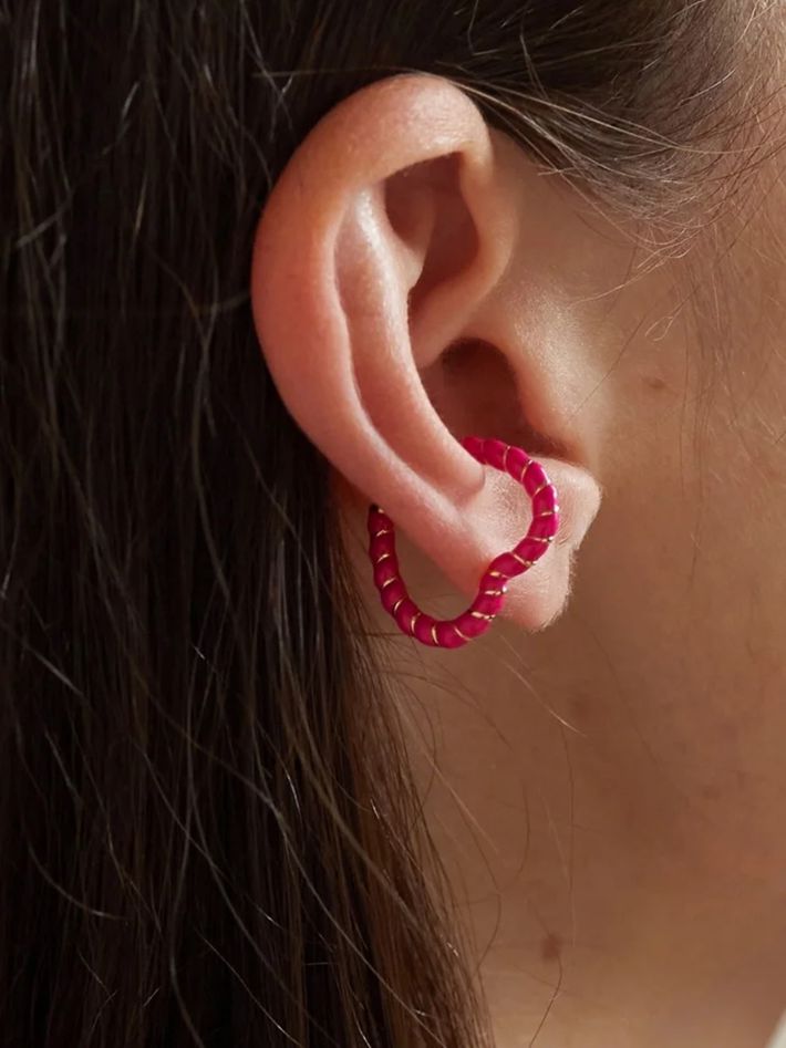 Neon fuchsia heart ear cuff clip